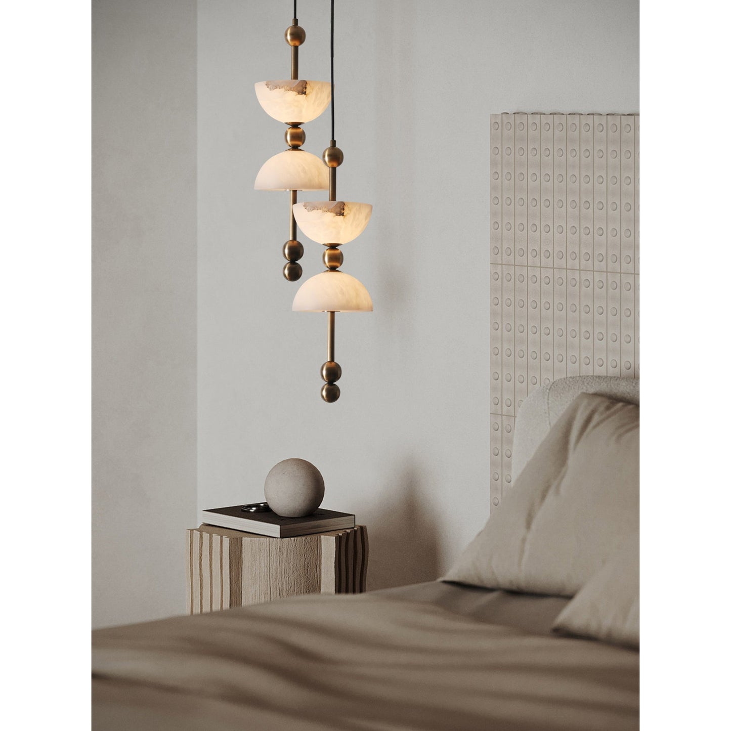 Lyra Alabaster Pendant Lamp - Natural Spanish Alabaster & Solid Brass LED Pendant