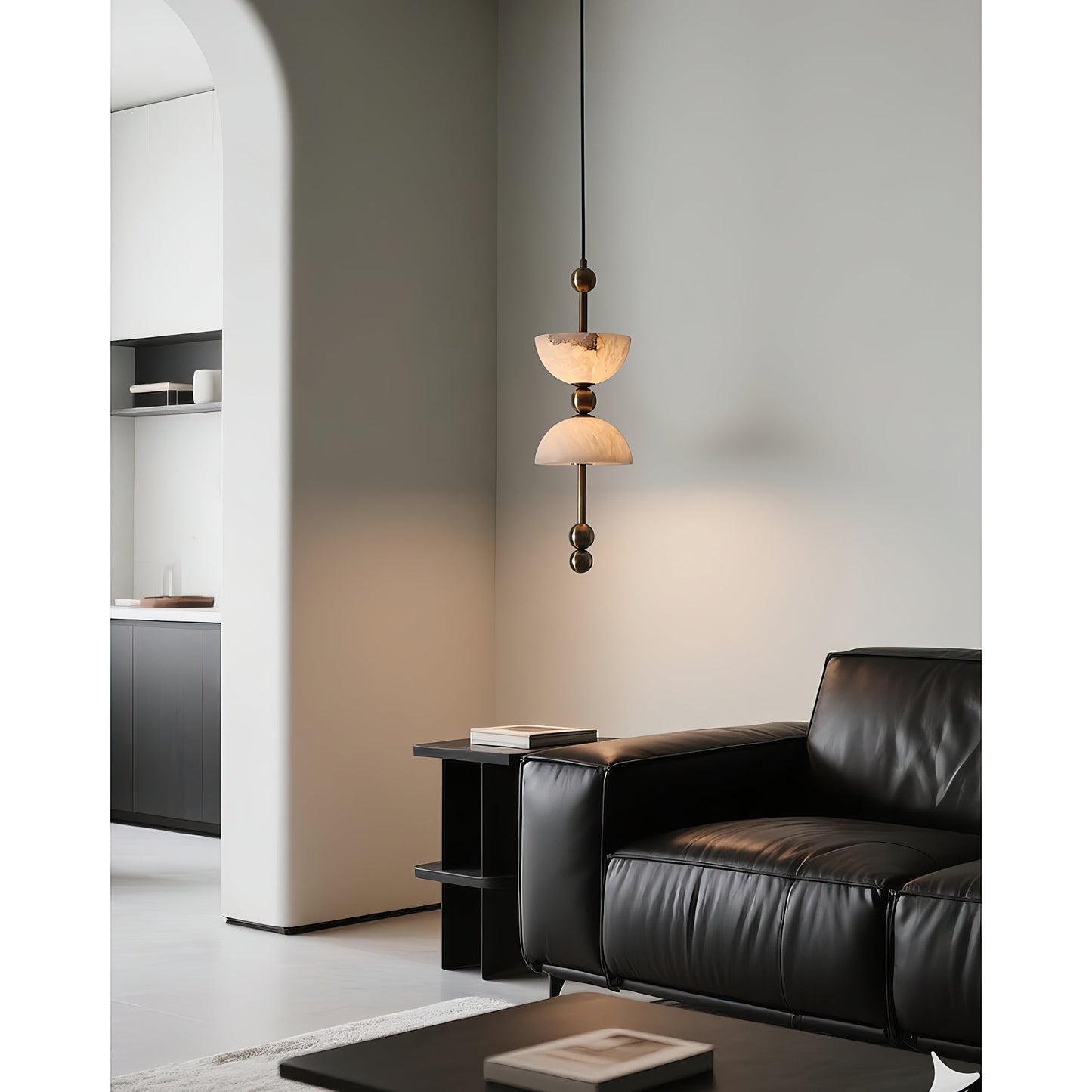 Lyra Alabaster Pendant Lamp - Natural Spanish Alabaster & Solid Brass LED Pendant