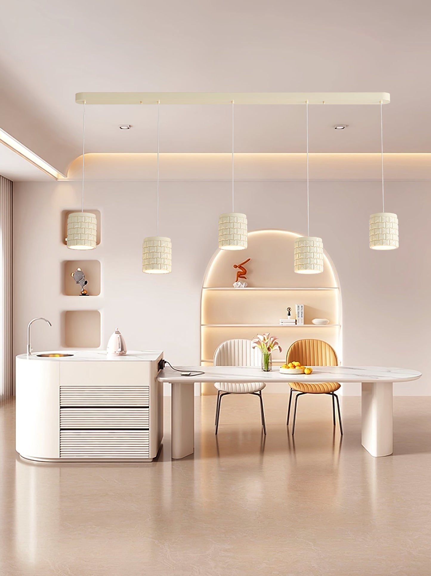 Lysne Girl Pendant Lamp - Modern Geometric Resin LED Pendant