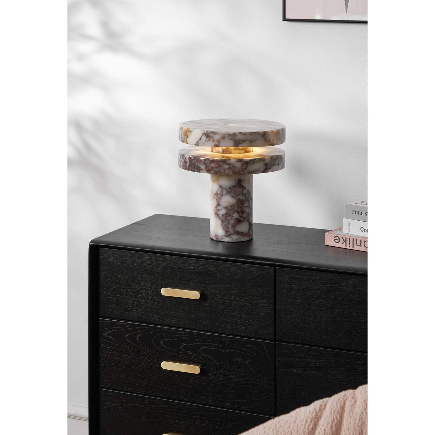 Pillar Marble Table Lamp - Solid Natural Stone Cylinder & LED