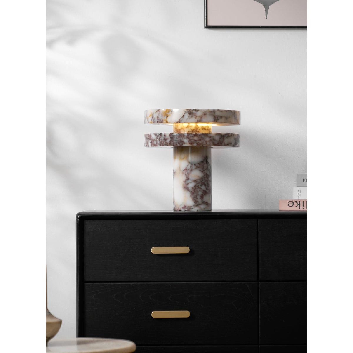 Pillar Marble Table Lamp - Solid Natural Stone Cylinder & LED