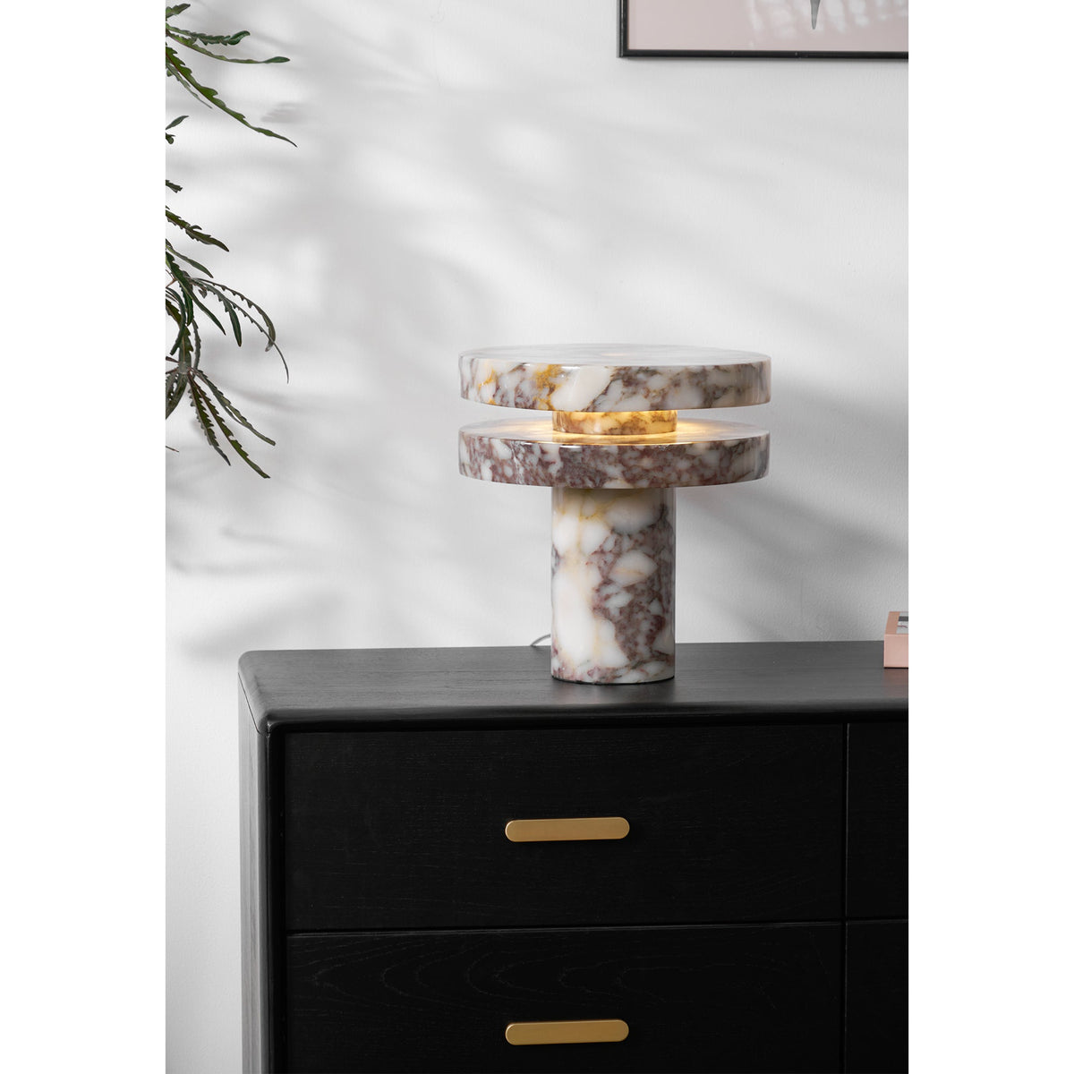 Pillar Marble Table Lamp - Solid Natural Stone Cylinder & LED