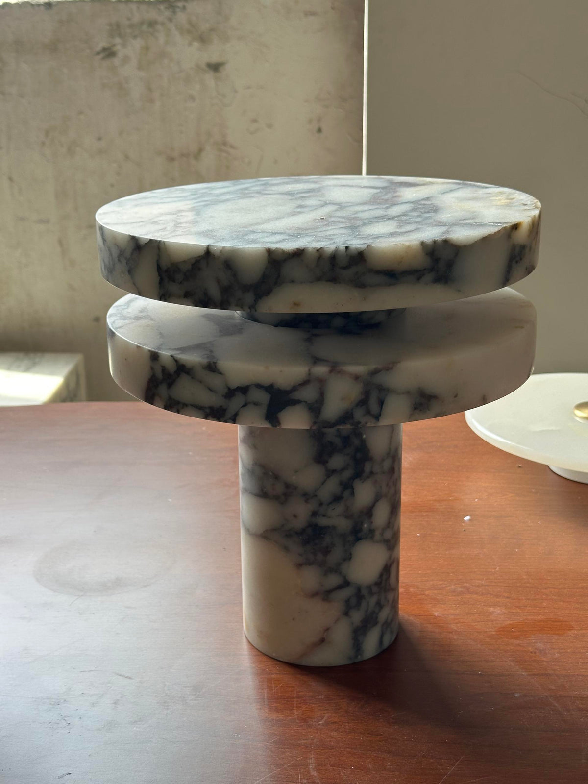 Pillar Marble Table Lamp - Solid Natural Stone Cylinder & LED