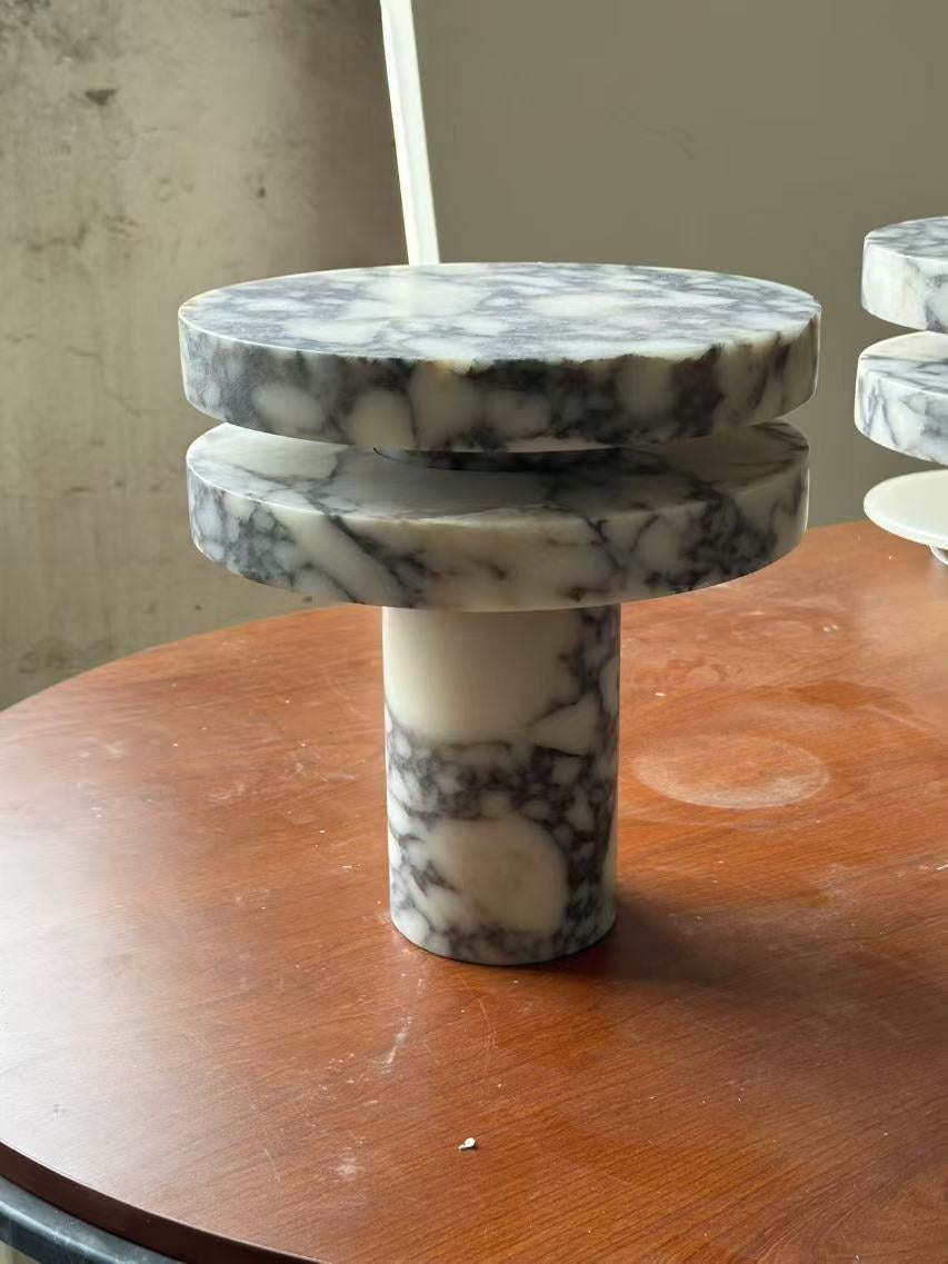 Pillar Marble Table Lamp - Solid Natural Stone Cylinder & LED