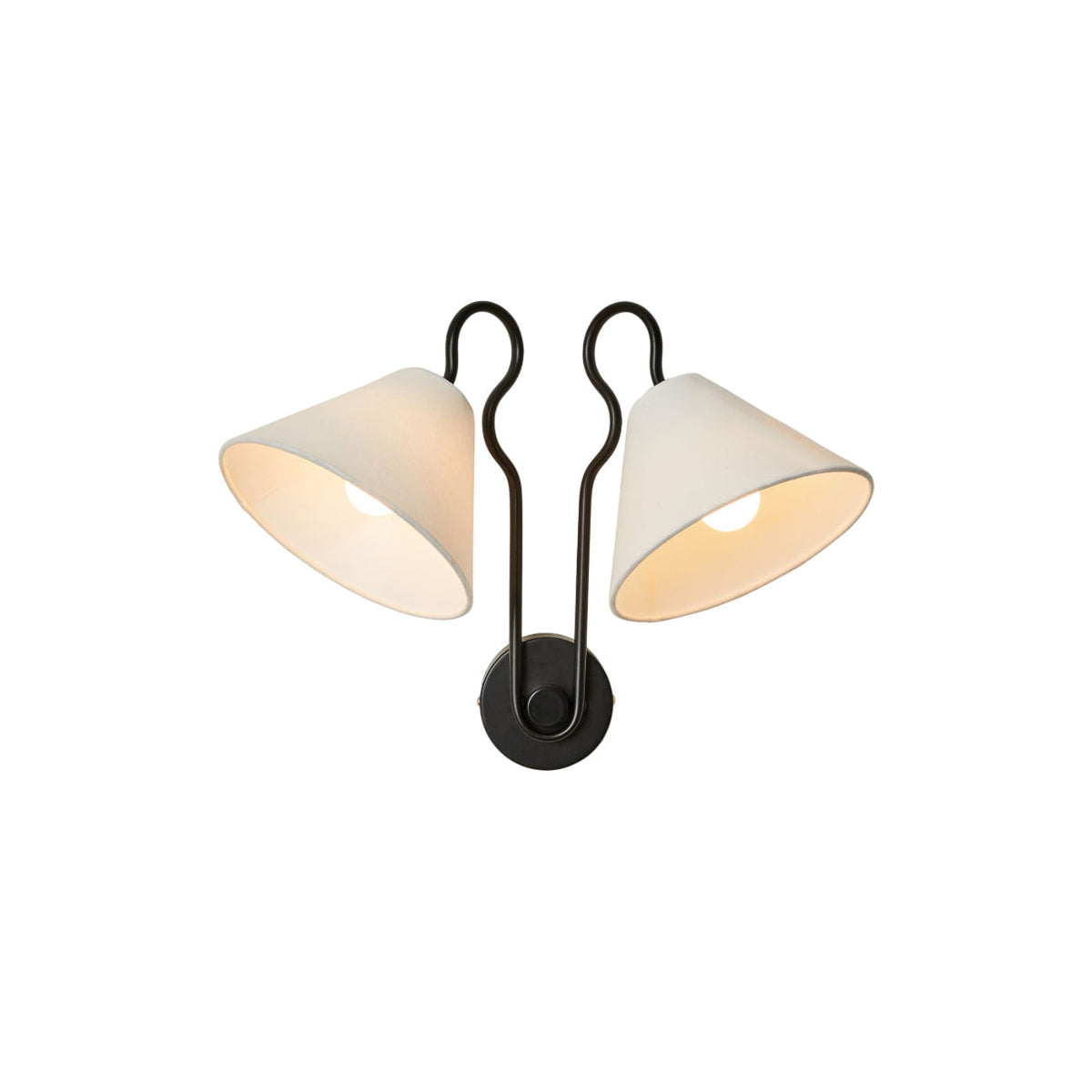 Madelyn Wall Lamp - Curved Metal & Fabric Dual-Light Wall Sconce