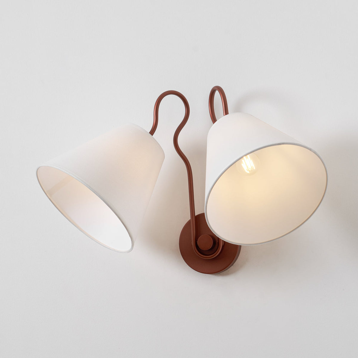 Madelyn Wall Lamp - Curved Metal & Fabric Dual-Light Wall Sconce