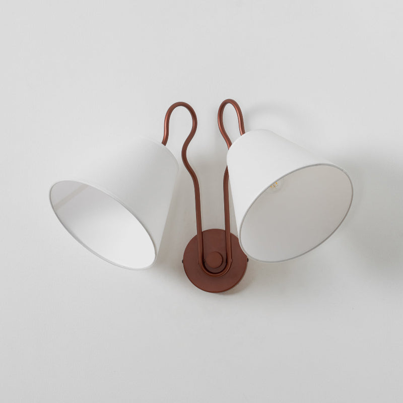 Madelyn Wall Lamp - Curved Metal & Fabric Dual-Light Wall Sconce