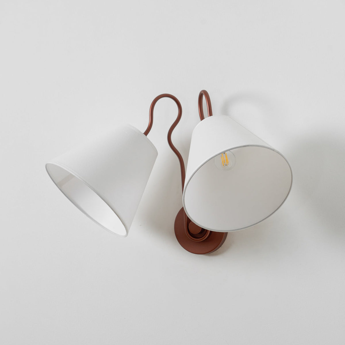 Madelyn Wall Lamp - Curved Metal & Fabric Dual-Light Wall Sconce