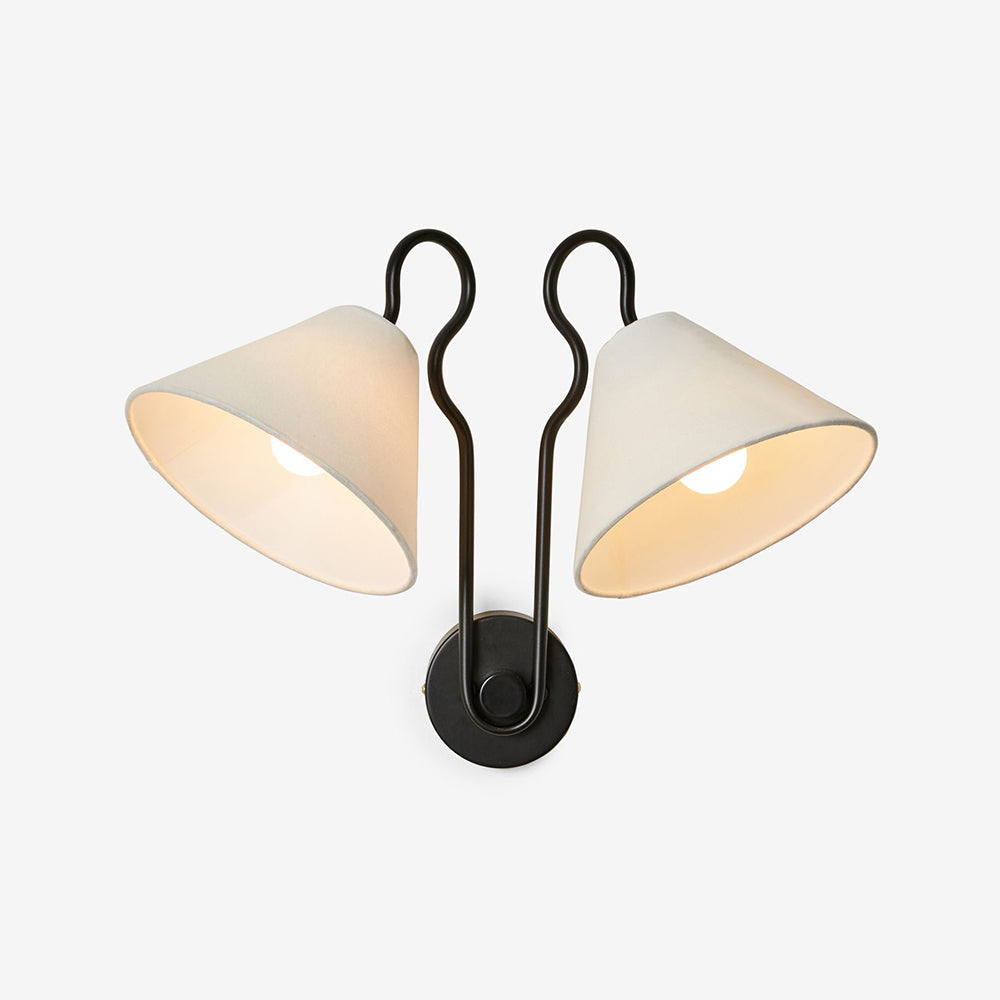 Madelyn Wall Lamp - Curved Metal & Fabric Dual-Light Wall Sconce