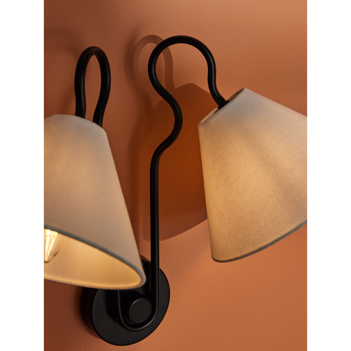 Madelyn Wall Lamp - Curved Metal & Fabric Dual-Light Wall Sconce