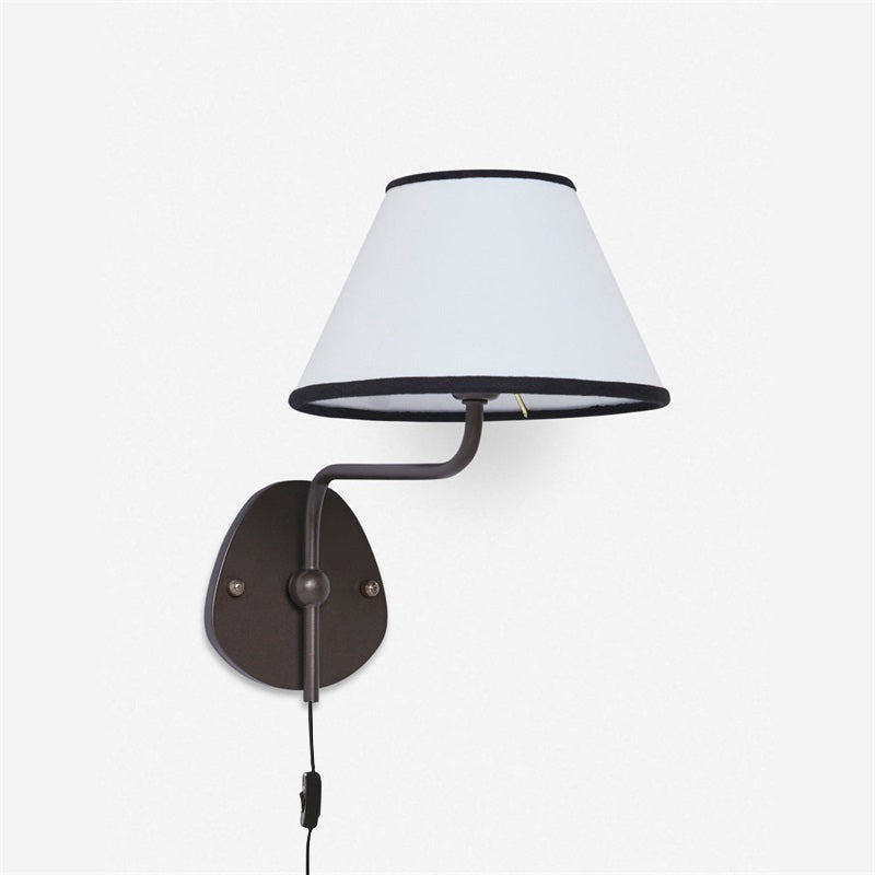Magdalene Plug-in Wall Lamp - Brass Sconce with Wavy Arm & Fabric Shade