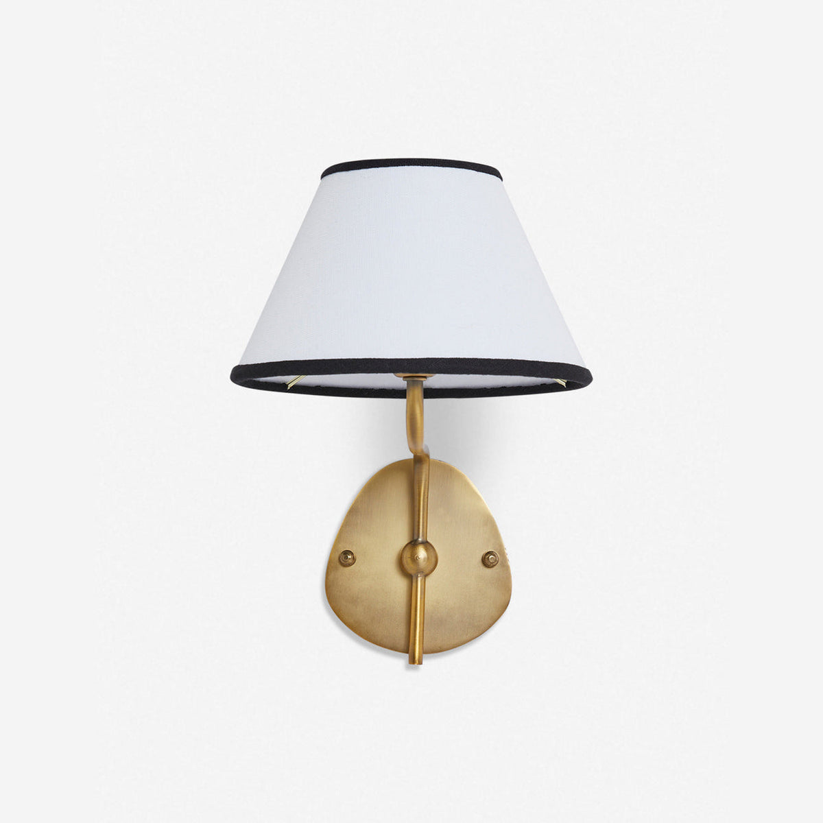 Magdalene Wall Lamp - Hardwired Brass Sconce with Wavy Arm & Fabric Shade
