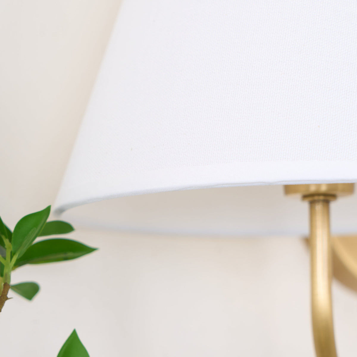 Magdalene Wall Lamp - Hardwired Brass Sconce with Wavy Arm & Fabric Shade