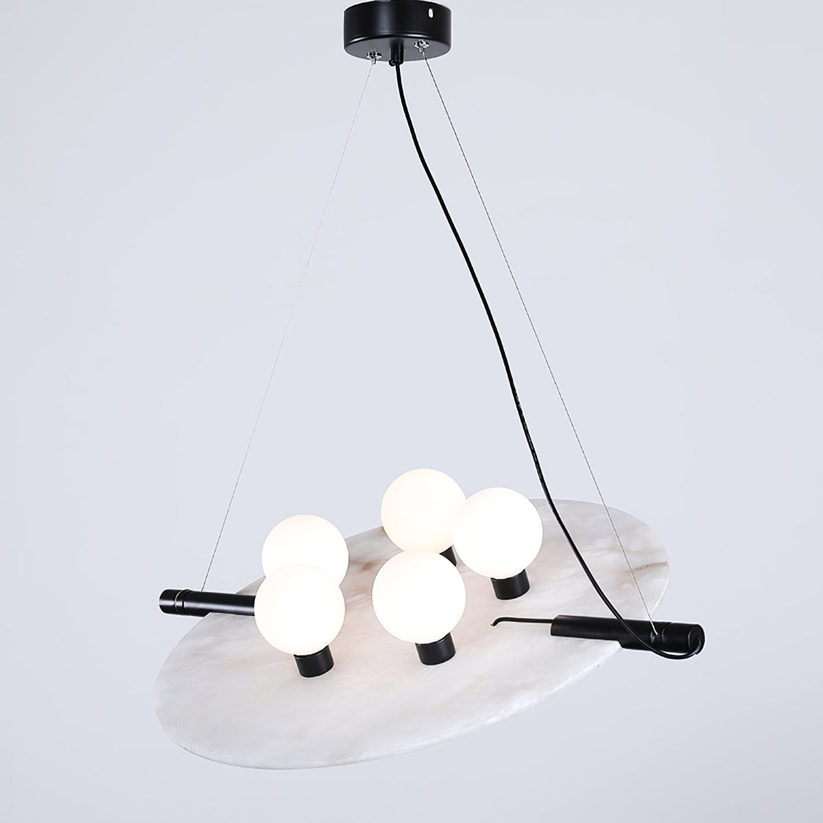 Magma Alabaster Pendant Lamp - Natural Translucent Stone & Metal Disc Light