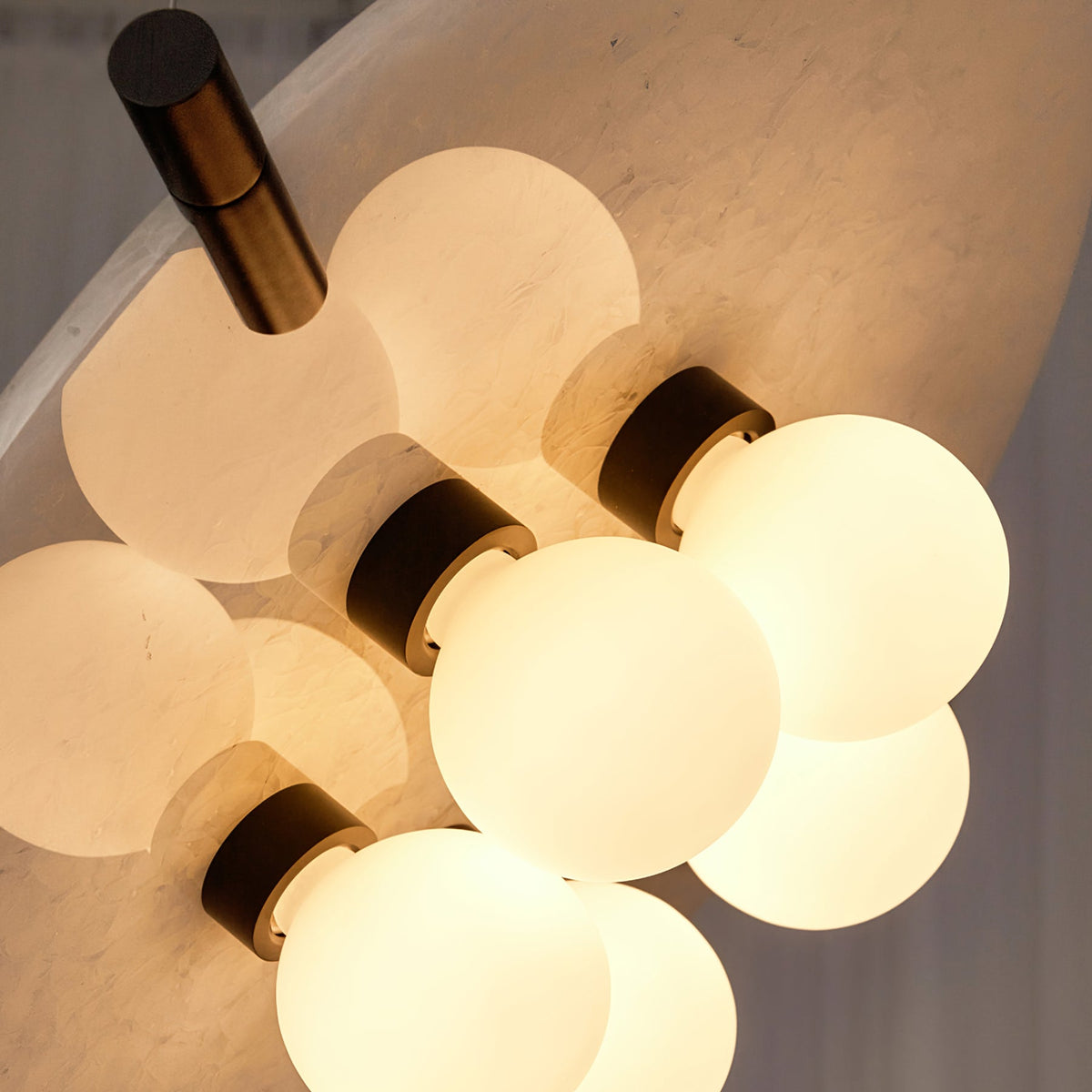 Magma Alabaster Pendant Lamp - Natural Translucent Stone & Metal Disc Light