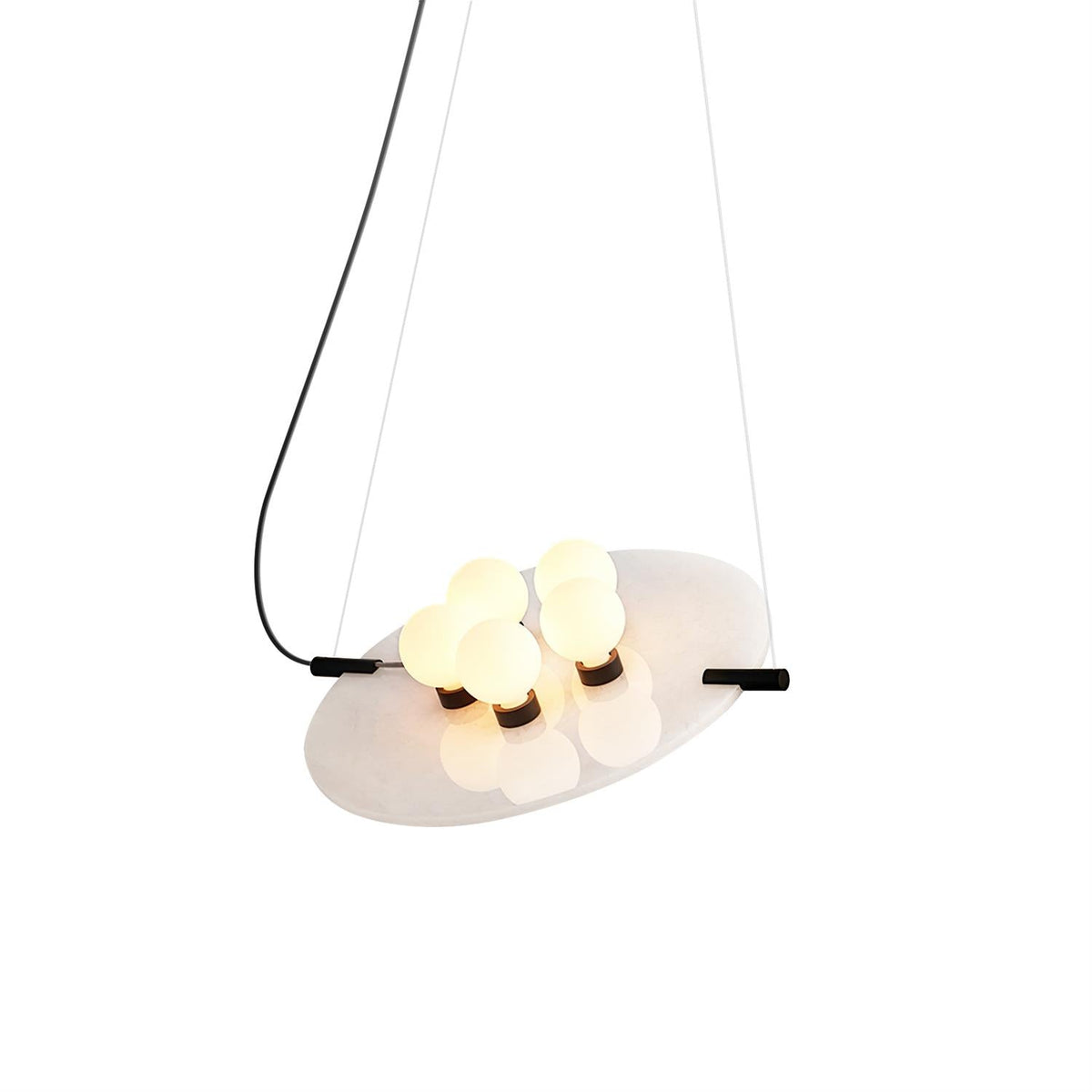 Magma Alabaster Pendant Lamp - Natural Translucent Stone & Metal Disc Light