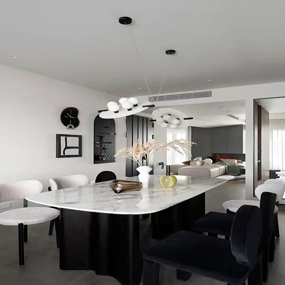 Magma Alabaster Pendant Lamp - Natural Translucent Stone & Metal Disc Light