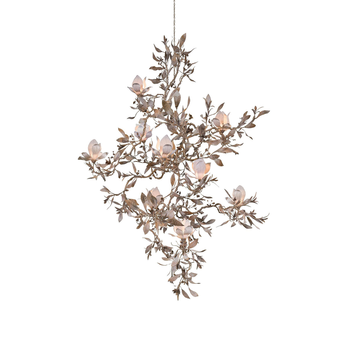 Magnolia Grandiflora Chandelier - Sculptural Hand-Finished Floral Branch Chandelier