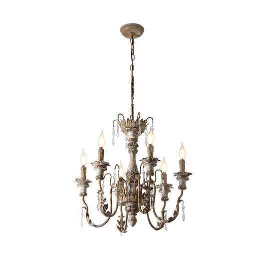 Maison Chandelier - French Provincial Carved Wood & Metal Candelabra