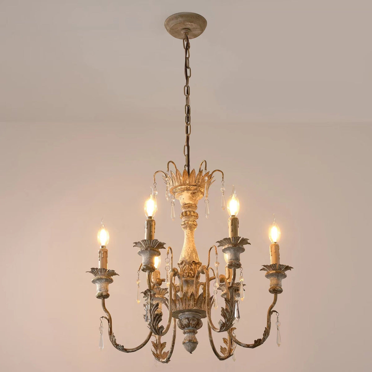 Maison Chandelier - French Provincial Carved Wood & Metal Candelabra
