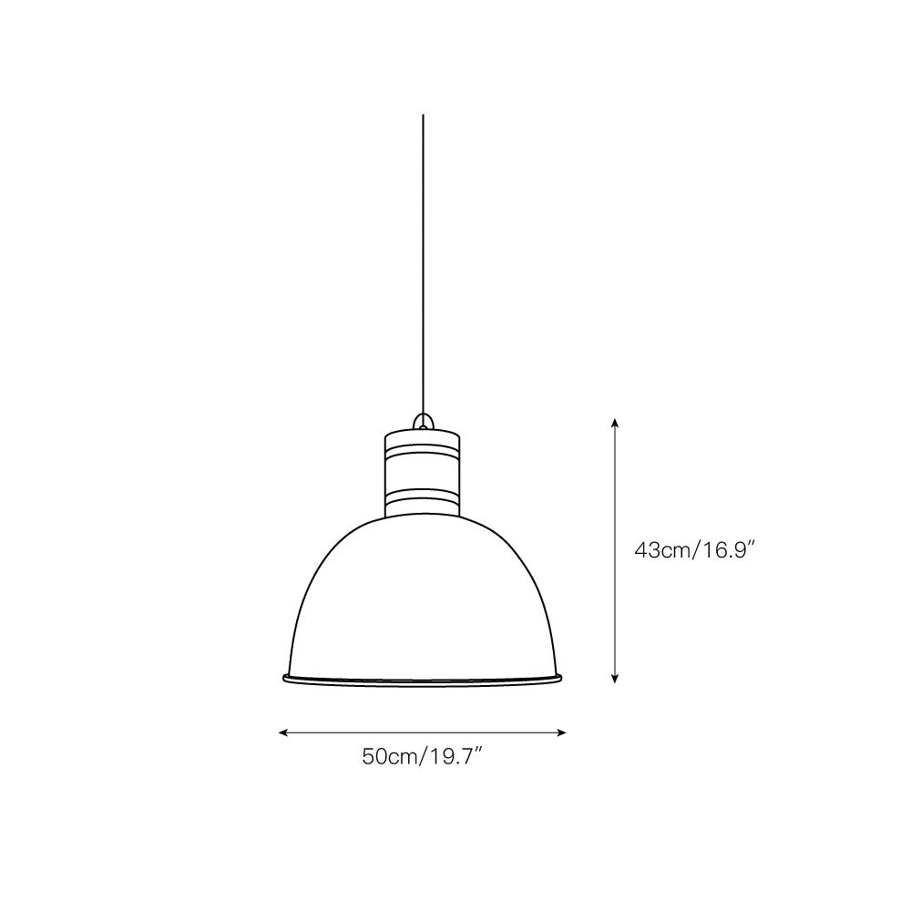 Makson Pendant Lamp - Farmhouse Distressed Metal & Wood Dome Pendant