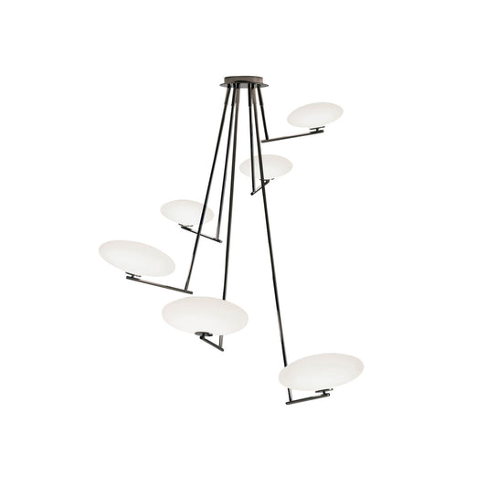 Mami Ceiling Lamp - Modernist Brass & Oval Blown Glass Chandelier
