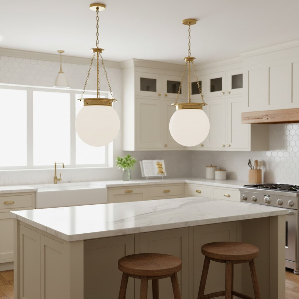 Manor Pendant Lamp - Refined Brass & Glass Architectural Pendant