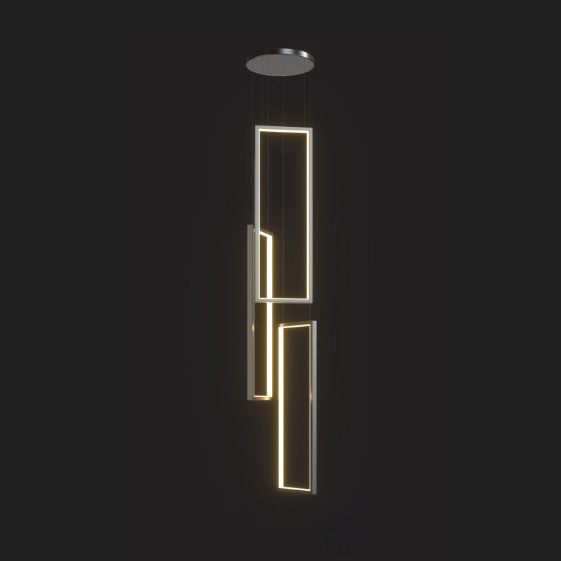 Marazi LED Pendant Light - Tiered Geometric Aluminum Linear Chandelier