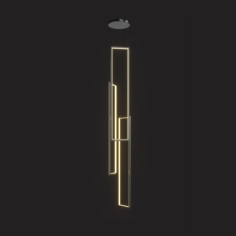 Marazi LED Pendant Light - Tiered Geometric Aluminum Linear Chandelier