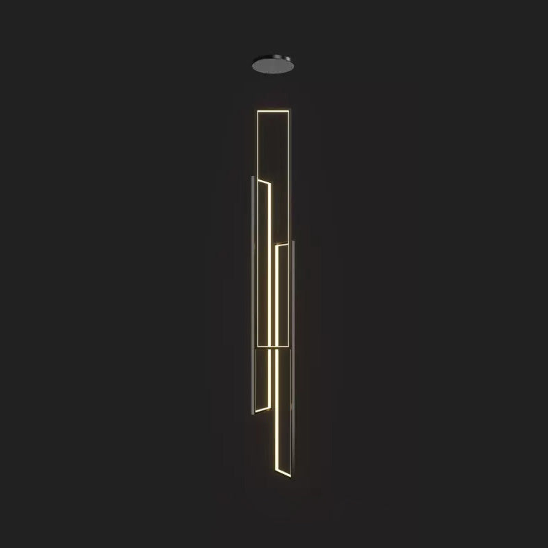 Marazi LED Pendant Light - Tiered Geometric Aluminum Linear Chandelier