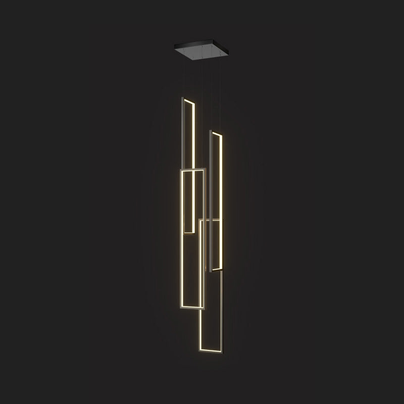 Marazi LED Pendant Light - Tiered Geometric Aluminum Linear Chandelier