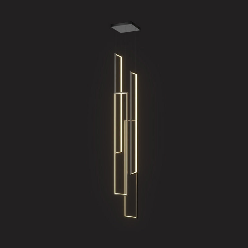 Marazi LED Pendant Light - Tiered Geometric Aluminum Linear Chandelier