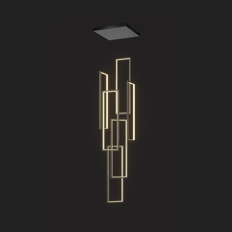 Marazi LED Pendant Light - Tiered Geometric Aluminum Linear Chandelier