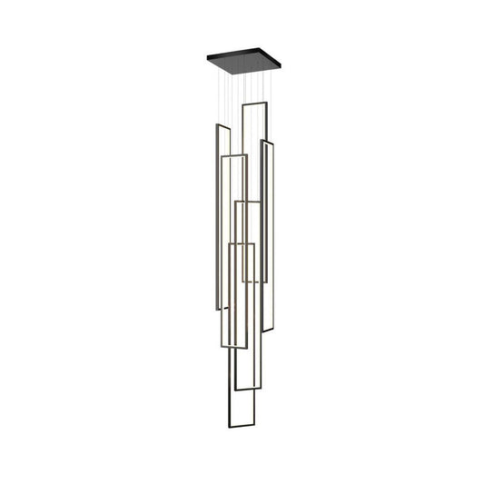 Marazi LED Pendant Light - Tiered Geometric Aluminum Linear Chandelier