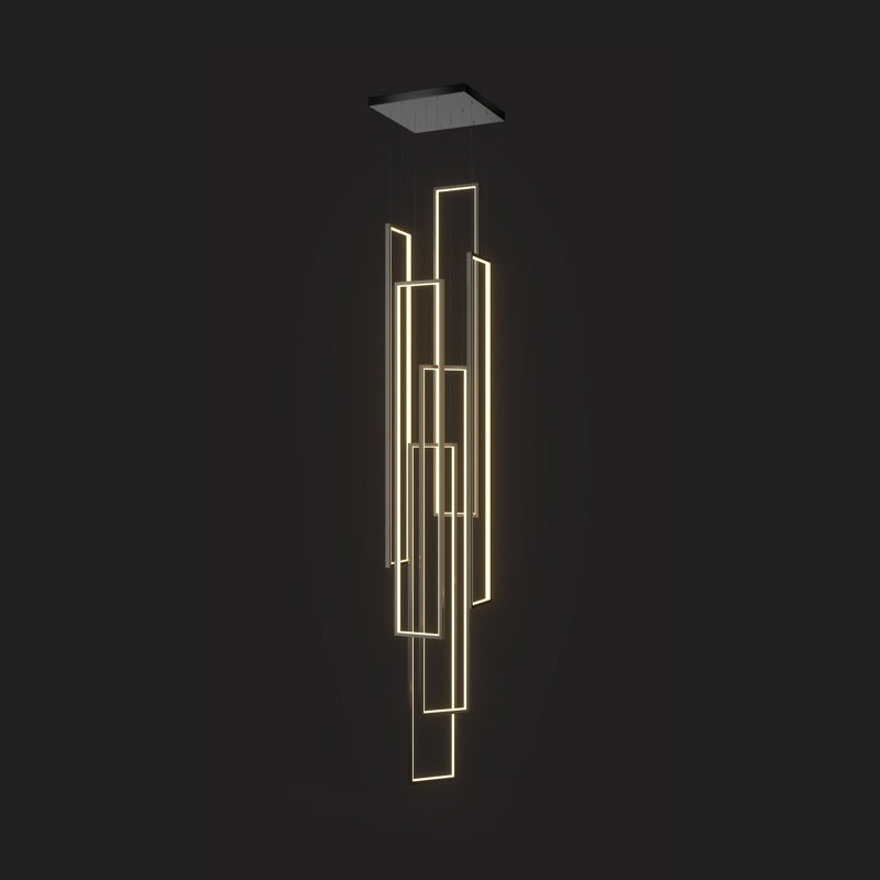Marazi LED Pendant Light - Tiered Geometric Aluminum Linear Chandelier