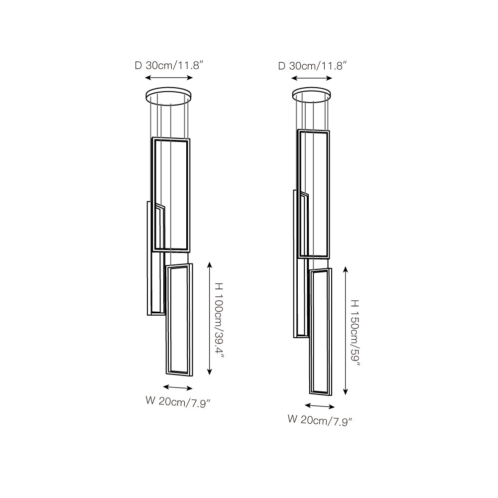 Marazi LED Pendant Light - Tiered Geometric Aluminum Linear Chandelier