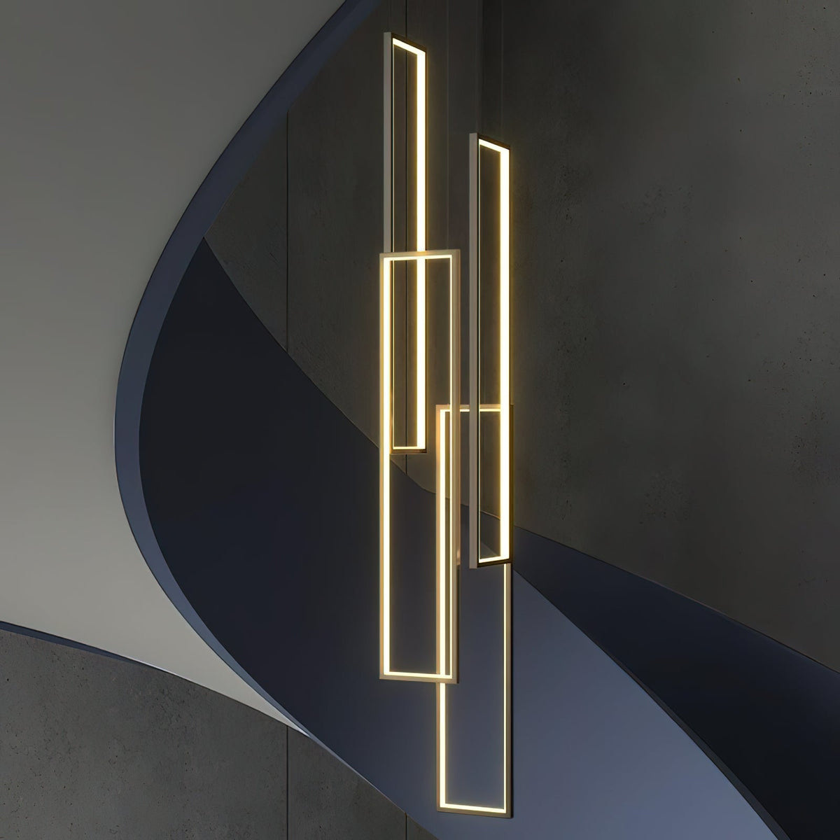 Marazi LED Pendant Light - Tiered Geometric Aluminum Linear Chandelier