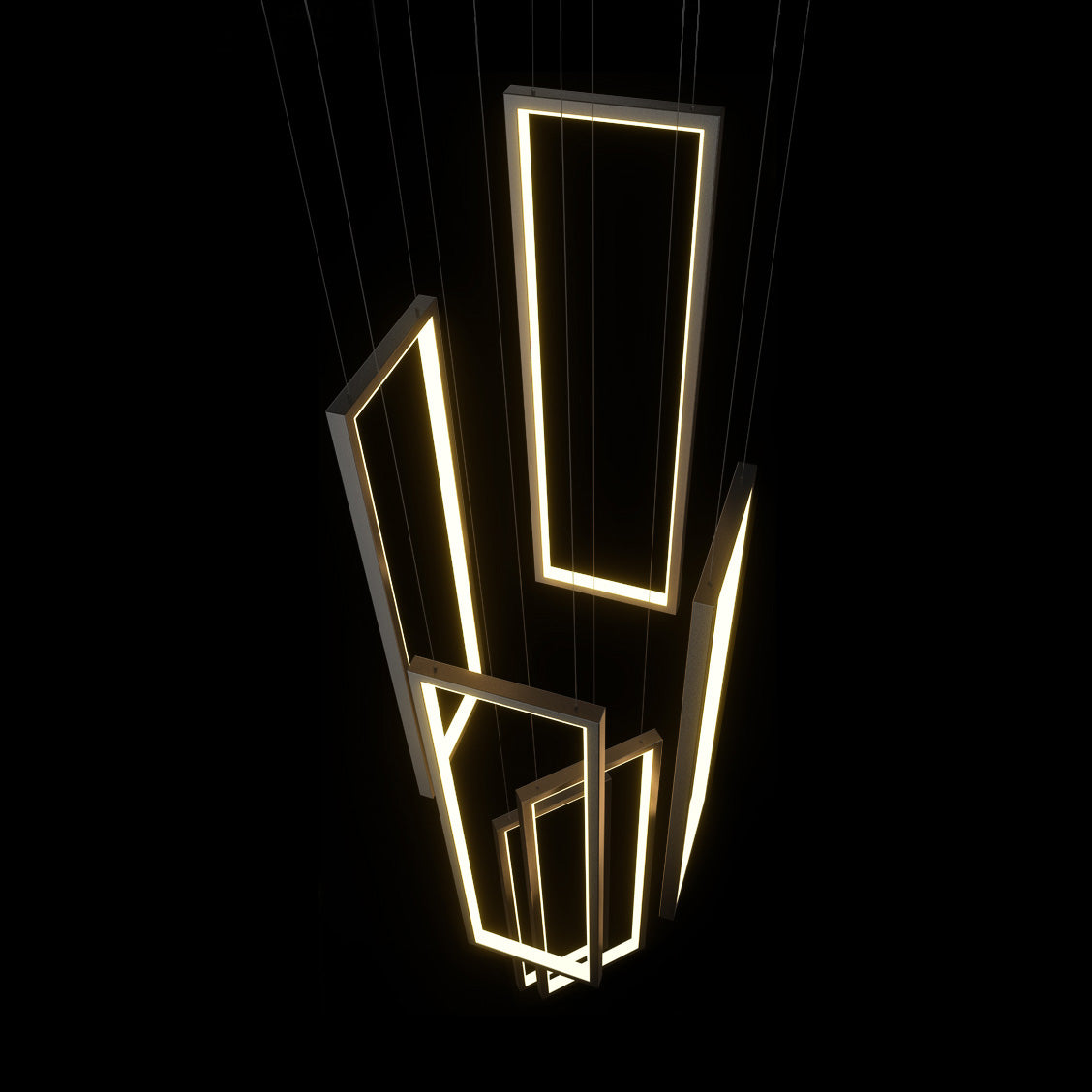 Marazi LED Pendant Light - Tiered Geometric Aluminum Linear Chandelier