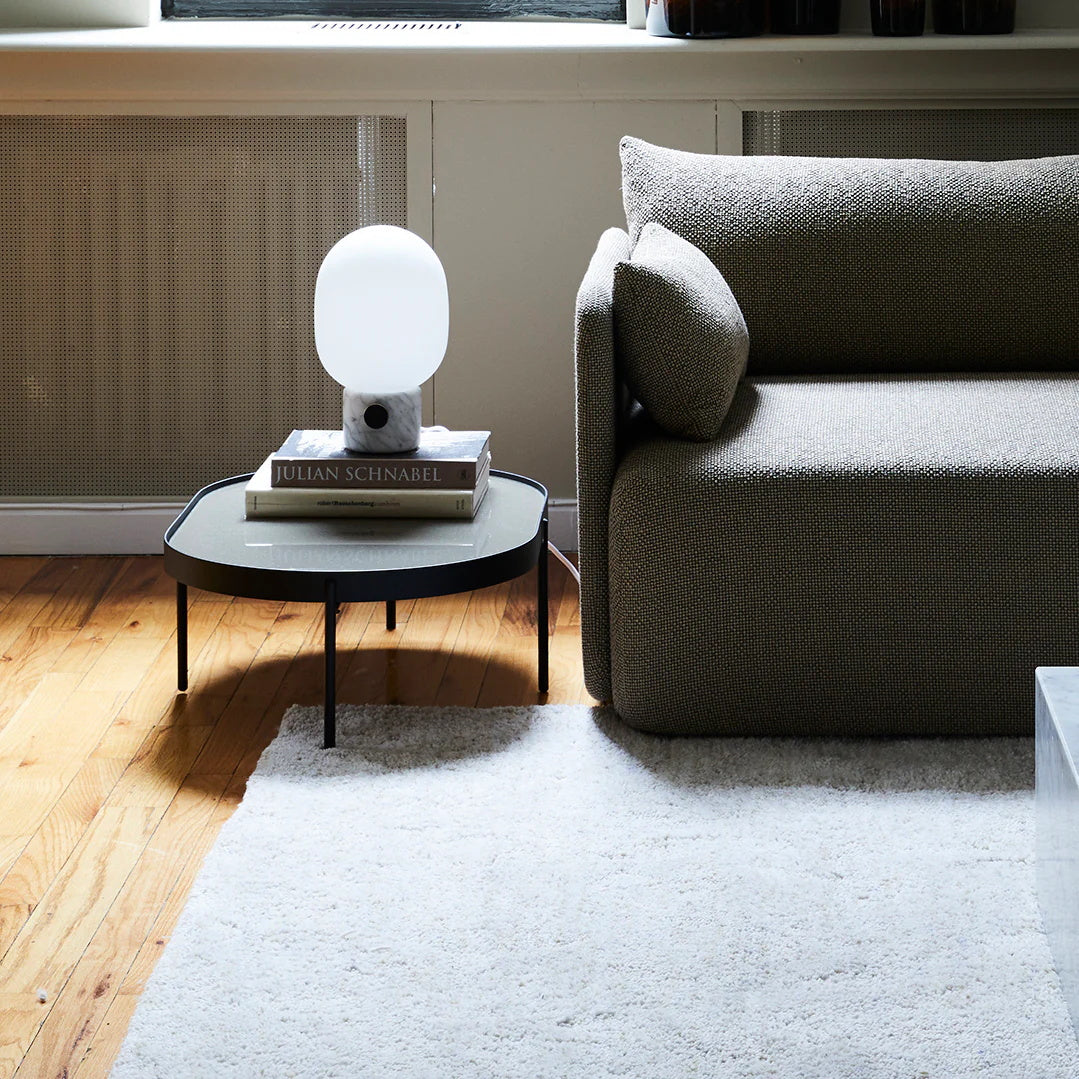 Marble Audio Table Lamp - Sculptural Natural Marble & Glass Globe Light
