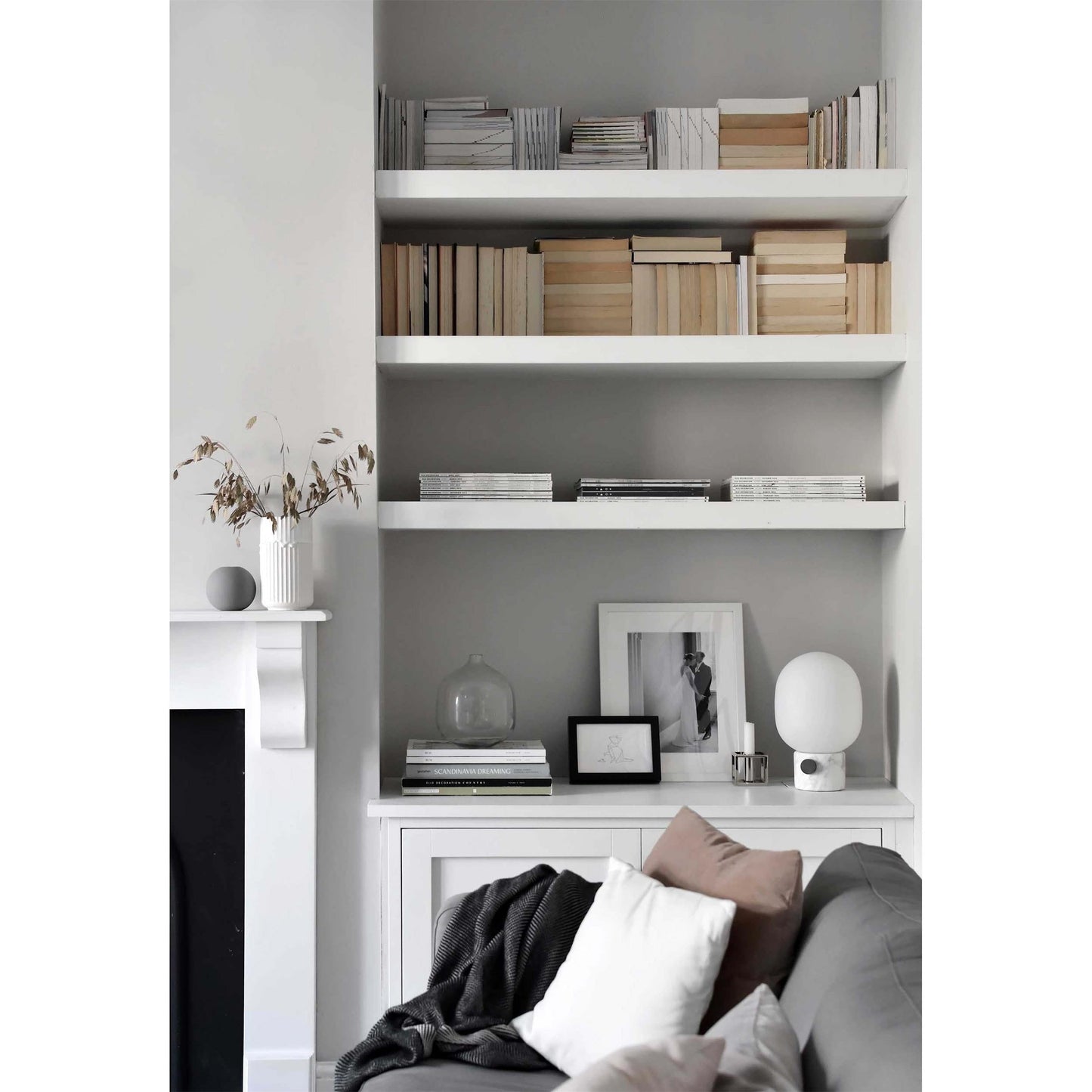 Marble Audio Table Lamp - Sculptural Natural Marble & Glass Globe Light