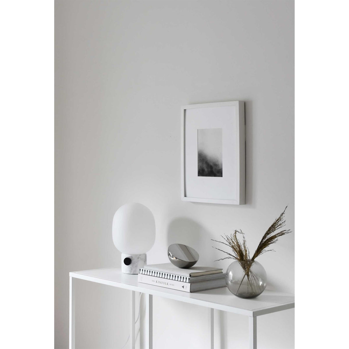 Marble Audio Table Lamp - Sculptural Natural Marble & Glass Globe Light