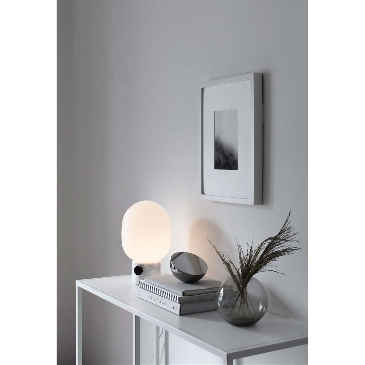 Marble Audio Table Lamp - Sculptural Natural Marble & Glass Globe Light