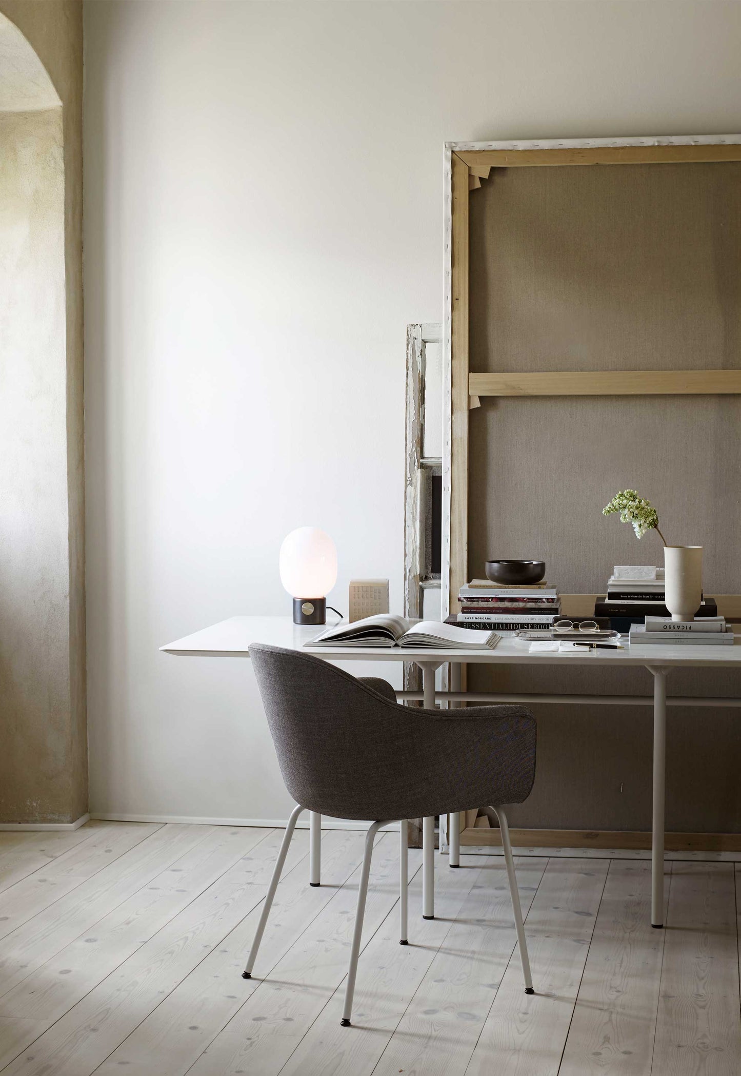 Marble Audio Table Lamp - Sculptural Natural Marble & Glass Globe Light
