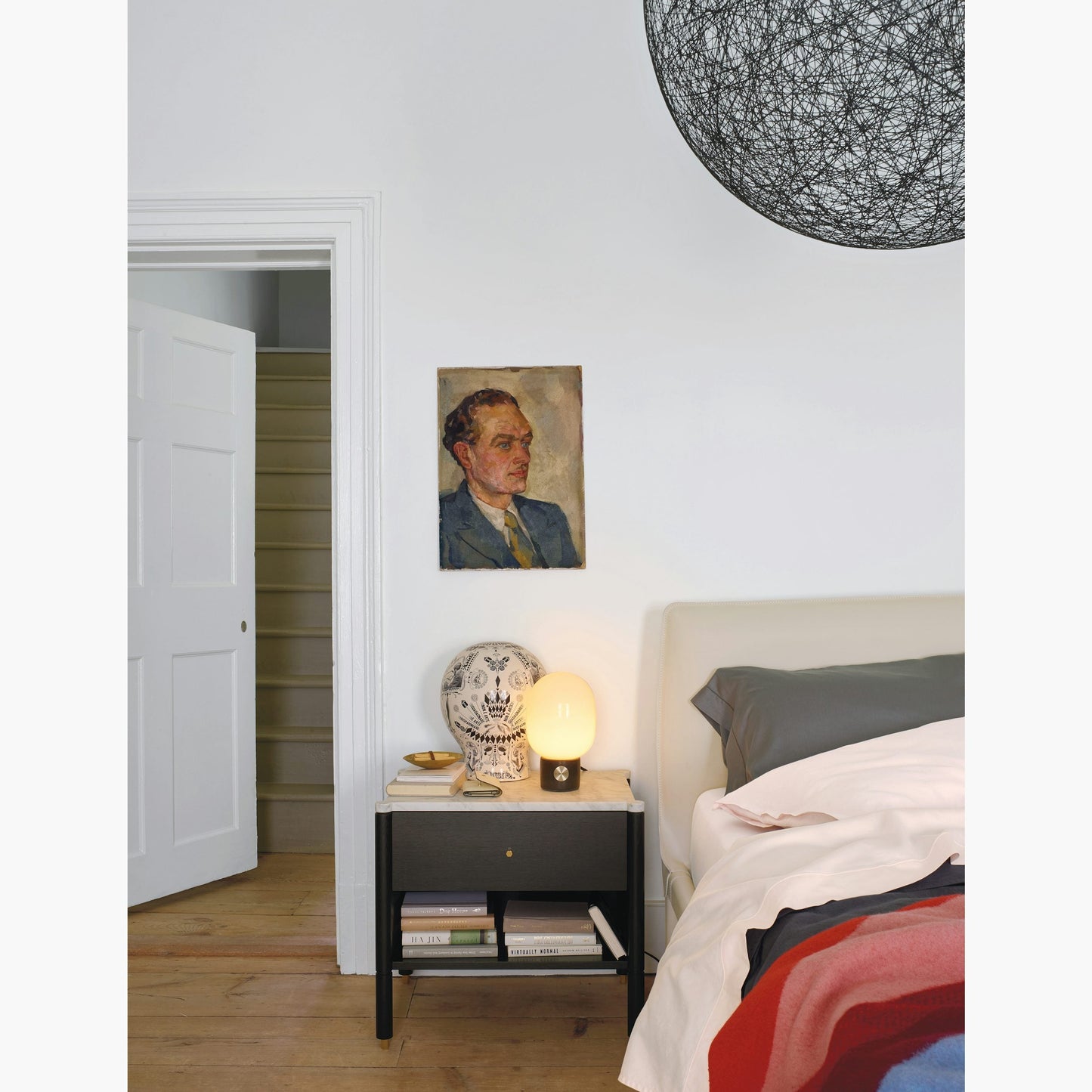 Marble Audio Table Lamp - Sculptural Natural Marble & Glass Globe Light
