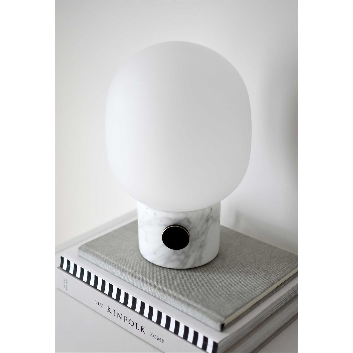 Marble Audio Table Lamp - Sculptural Natural Marble & Glass Globe Light
