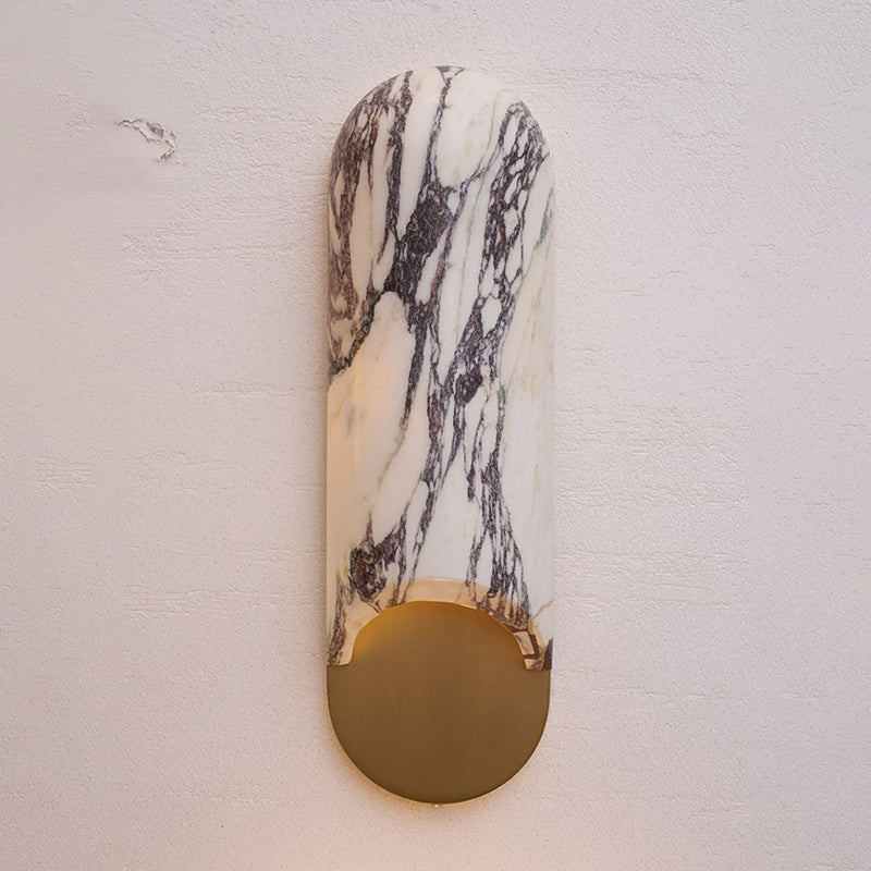 Marble Travertine Jade Wall Lamp - Natural Stone & Opal Glass Sconce