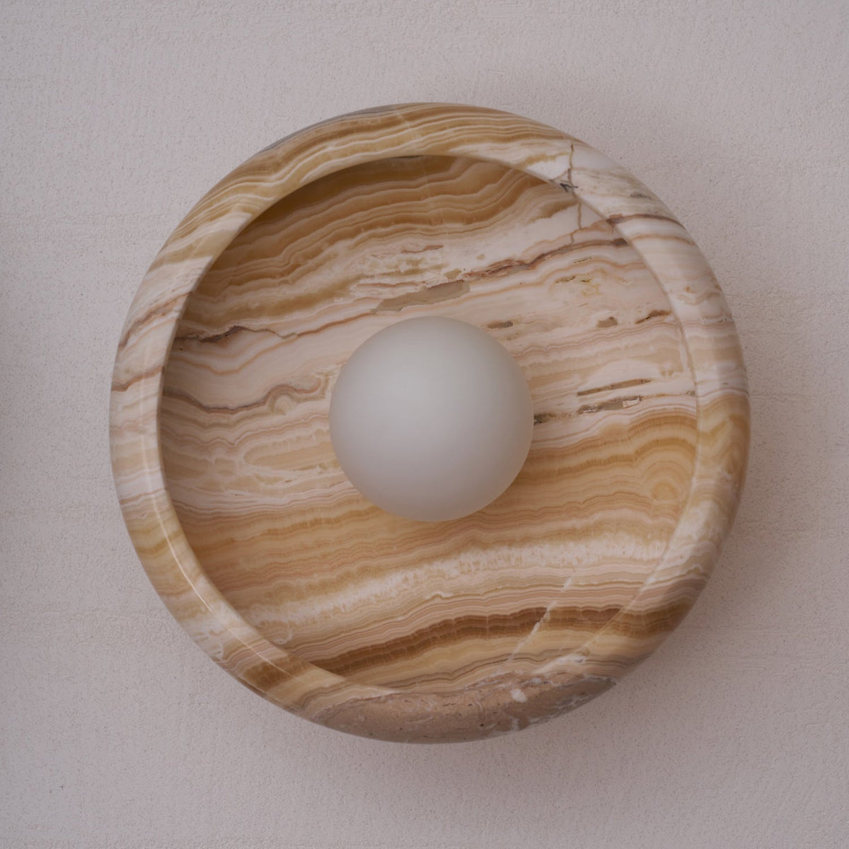 Marble Travertine Jade Wall Lamp - Natural Stone & Opal Glass Sconce