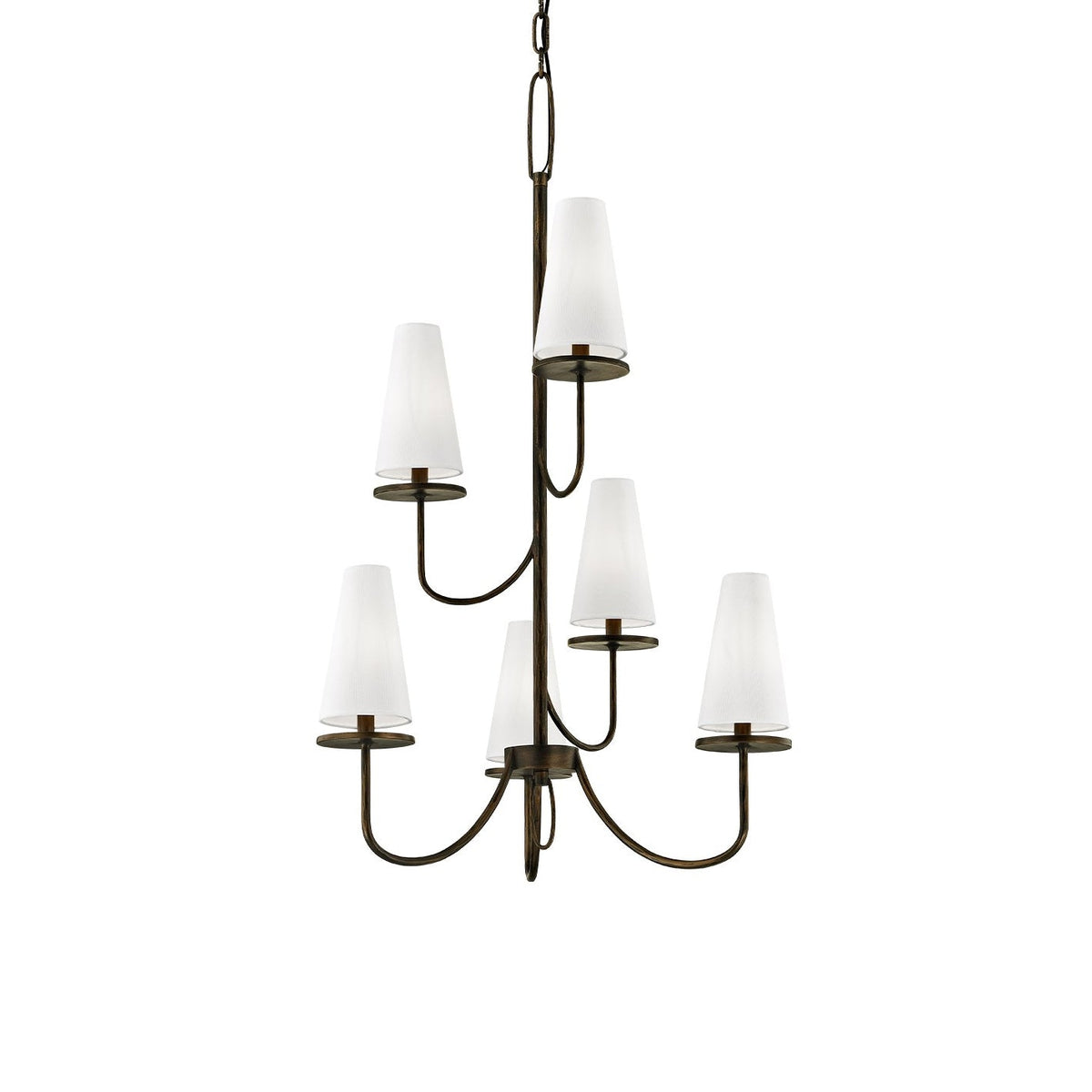 Marcel Chandelier - Modern Tiered Brass & Fabric Shade Pendant