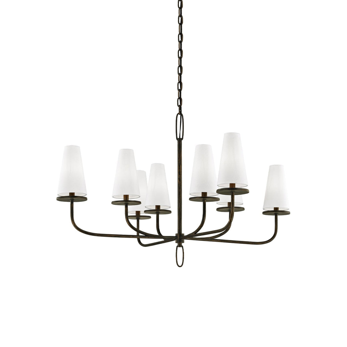 Marcel Chandelier - Modern Tiered Brass & Fabric Shade Pendant