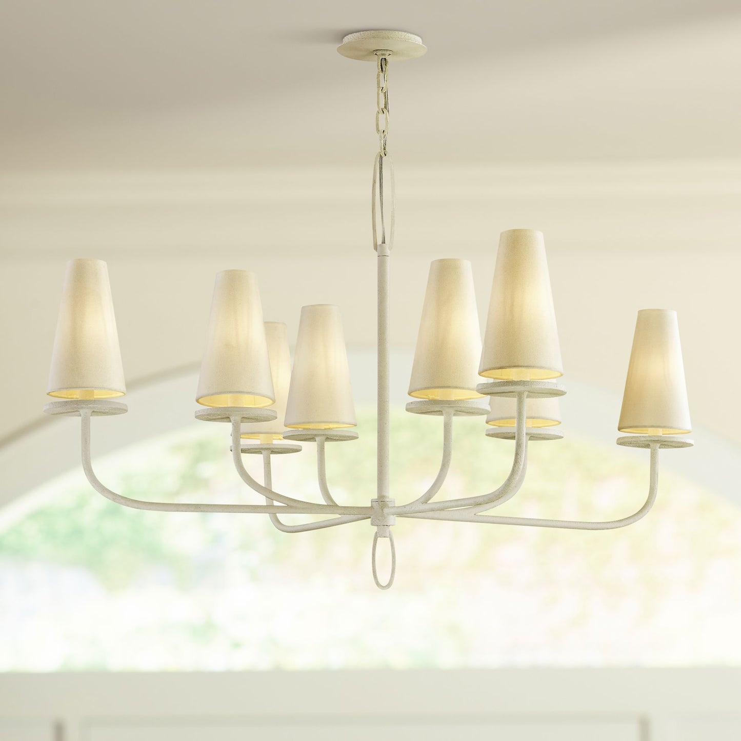 Marcel Chandelier - Modern Tiered Brass & Fabric Shade Pendant